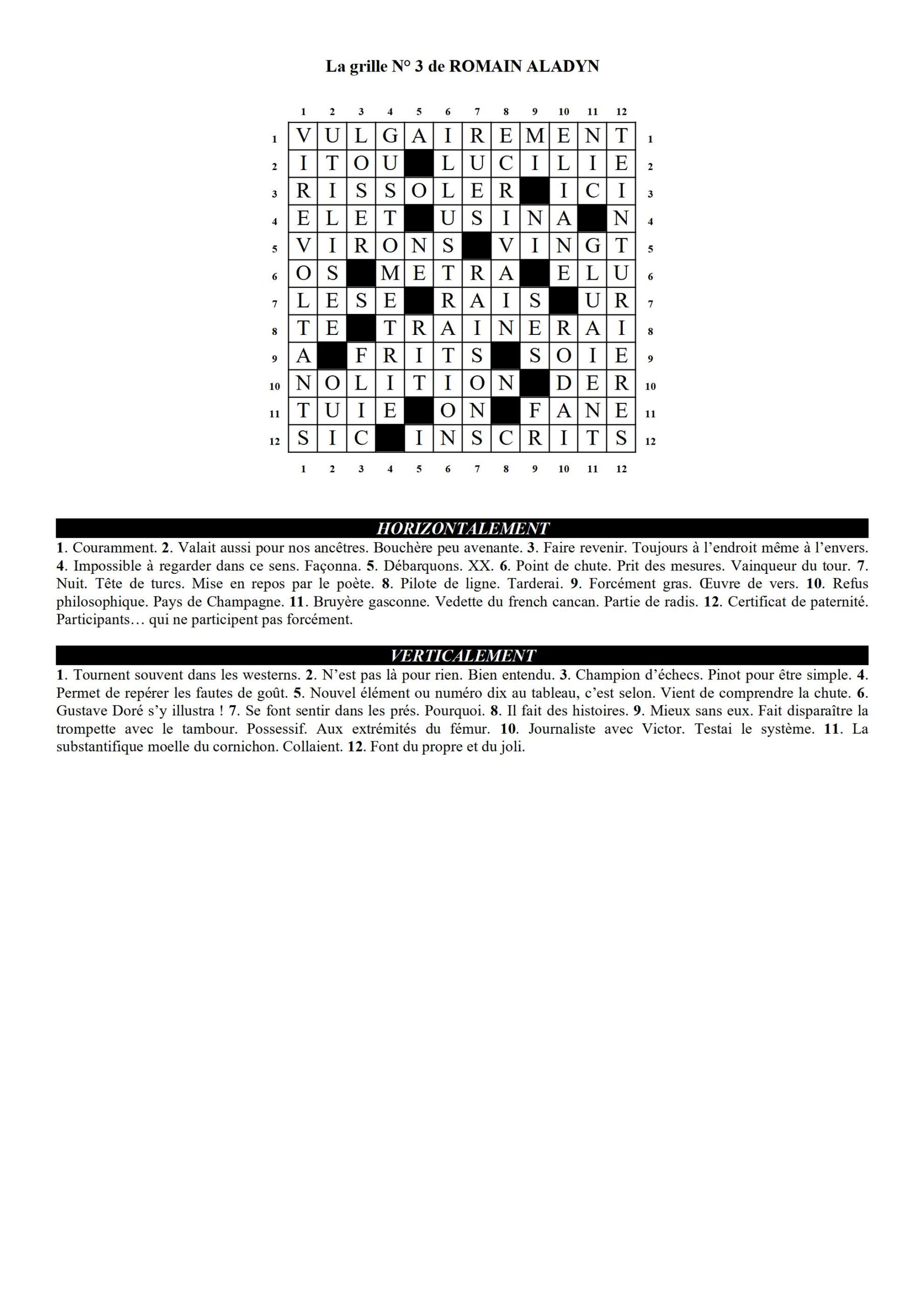 Mots croisés solutions