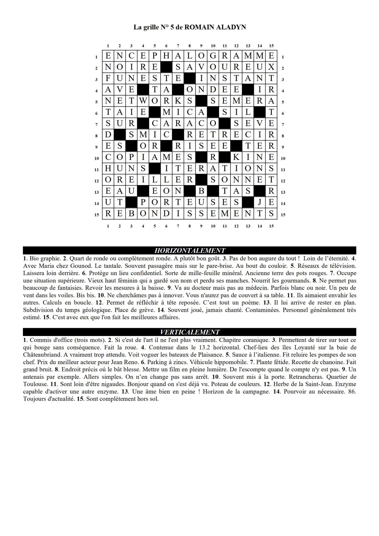 Mots croisés solutions