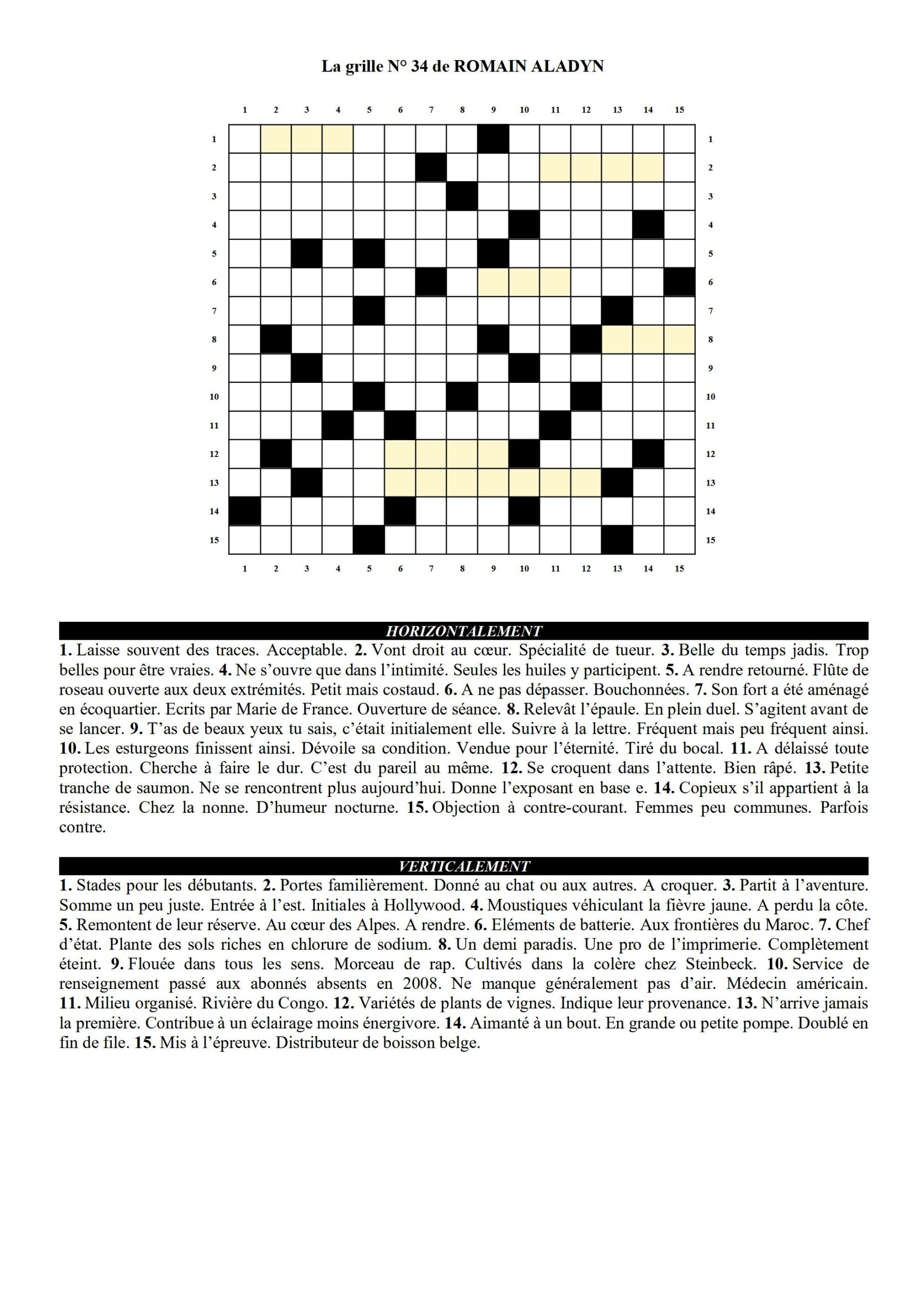 Grille de mots croisés 34